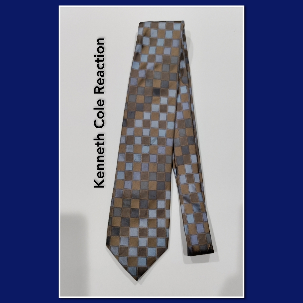 Kenneth Cole Reaction brown and blue neck tie